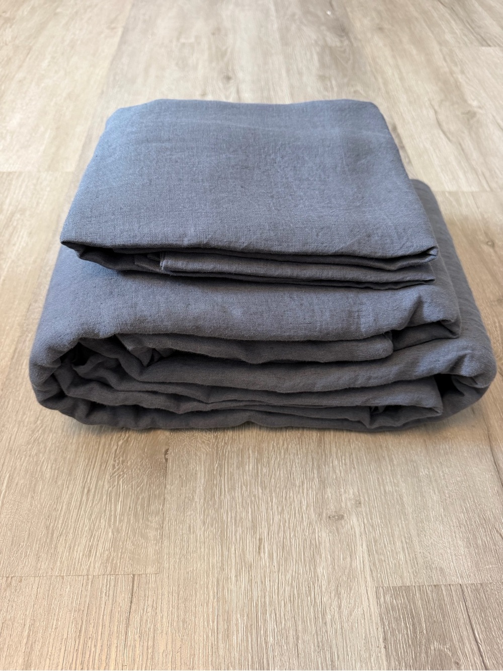 Quince Charcoal Gray Linen Duvet Set - Soft Home Bedding Nightfall Cal King